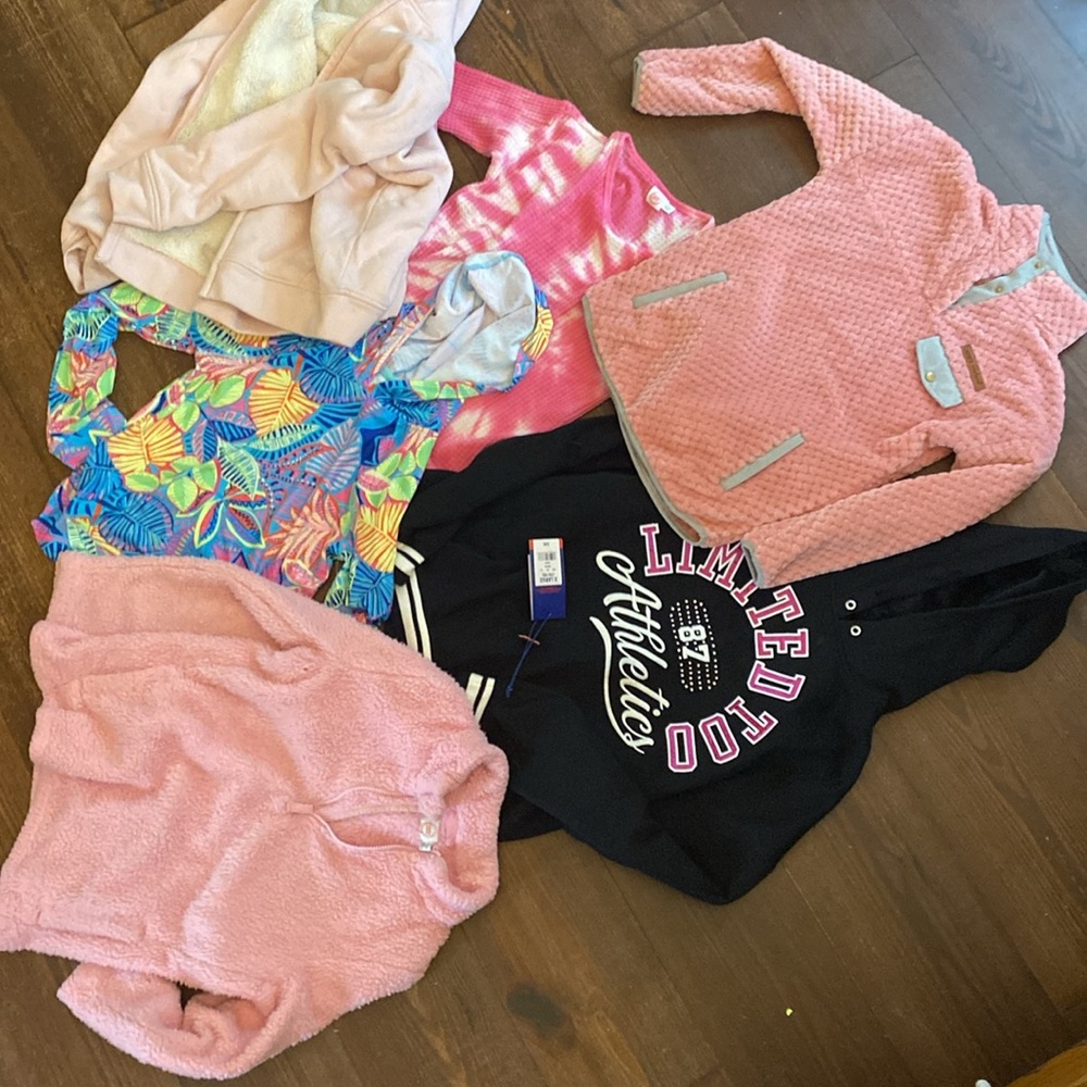 Size 10/12  preowned sweatshirts and shirts. One is brand New and 16